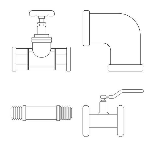 Vector design of pipe and tube icon. Set of pipe and pipeline stock symbol for web. - Vecteur, image