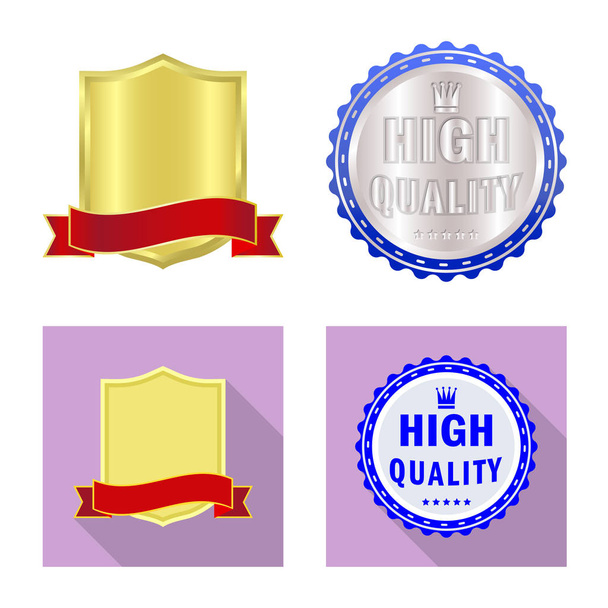 Vector illustration of emblem and badge sign. Set of emblem and sticker stock vector illustration. - Διάνυσμα, εικόνα