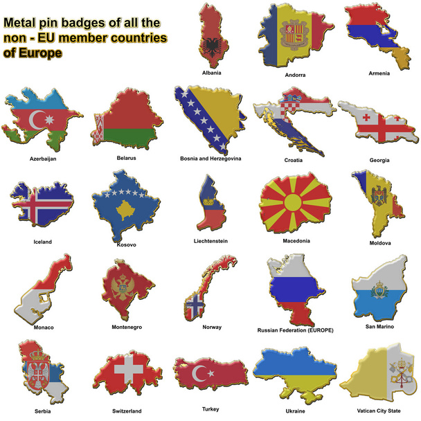 Pays tiers européens badges métalliques
 - Photo, image