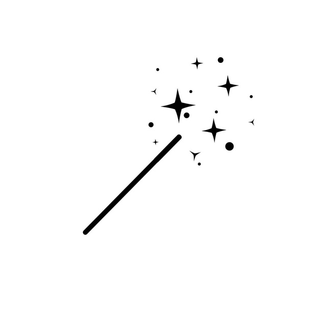 Simple black magic wand icon vector, magic stick logo, fairy tale sign, wand symbol - Vector, Image