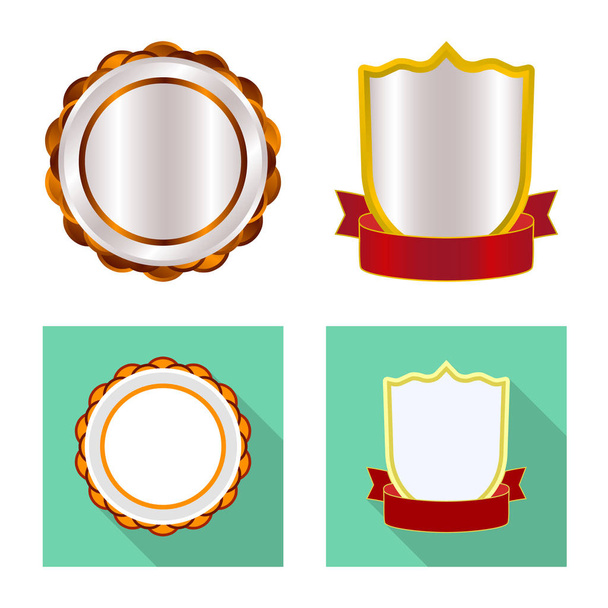Vector illustration of emblem and badge icon. Collection of emblem and sticker stock symbol for web. - Διάνυσμα, εικόνα