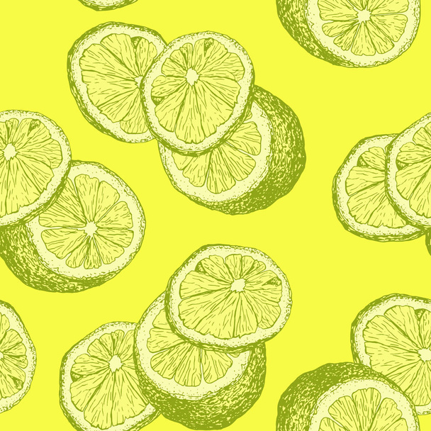 Croquis dessiné à la main Citrons et tranches de citron pour chambre d'enfant, thé jaune clair ou citron vert. Intérieurs ou accessoires et vêtements d'été frais, cocktail mojito ou enveloppement de limonade
. - Vecteur, image