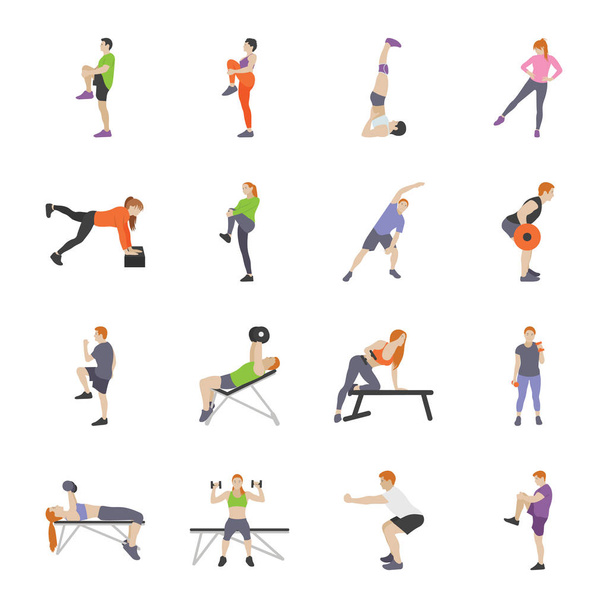 Fitness and Exercises Flat Icons 12 - Вектор,изображение