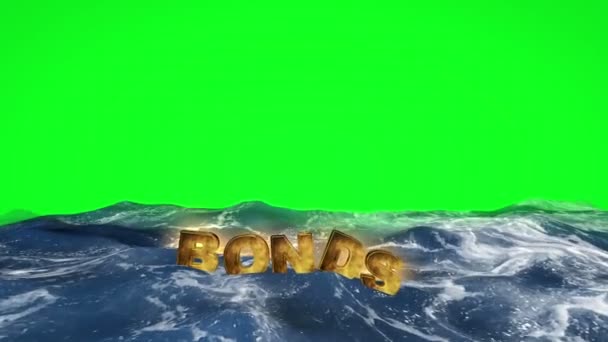 Bond-Text schwimmt auf grünem Bildschirm im Wasser - Filmmaterial, Video
