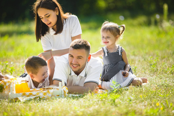 Happy family on picnic at park - Fotografie, Obrázek