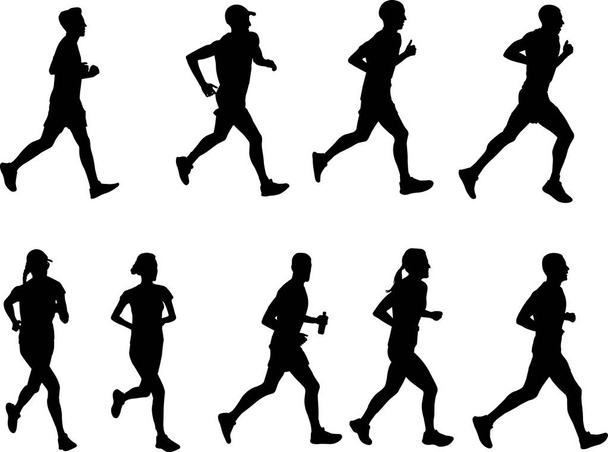 runners silhouettes collection - vector - Vector, Image