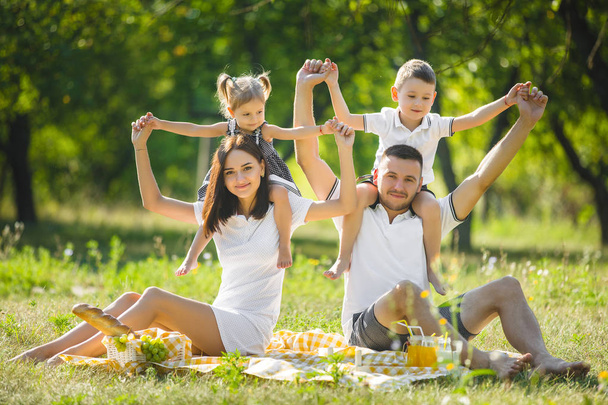 Χαρούμενη οικογένεια σε πικνίκ - Φωτογραφία, εικόνα