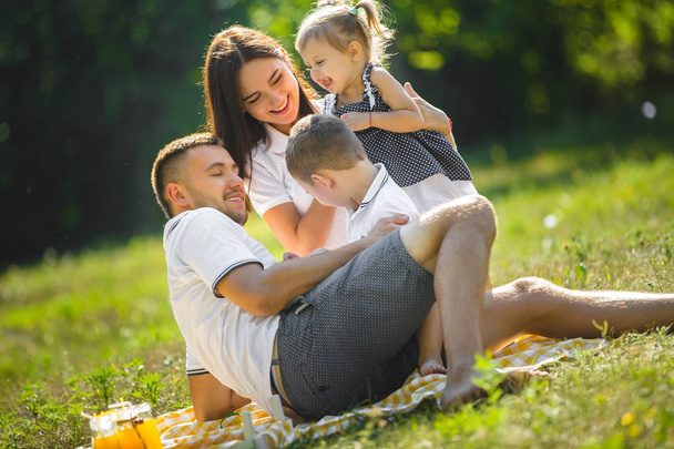 Szczęśliwa rodzina na pikniku - Zdjęcie, obraz