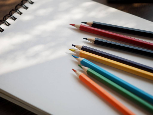 Libri da disegno, matite colorate e caffè
 - Foto, immagini