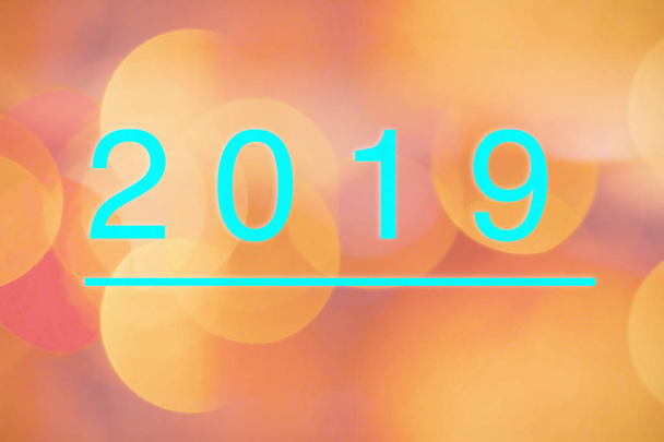 Feliz Ano Novo 2019 em fundo bokeh abstrato borrão
 - Foto, Imagem