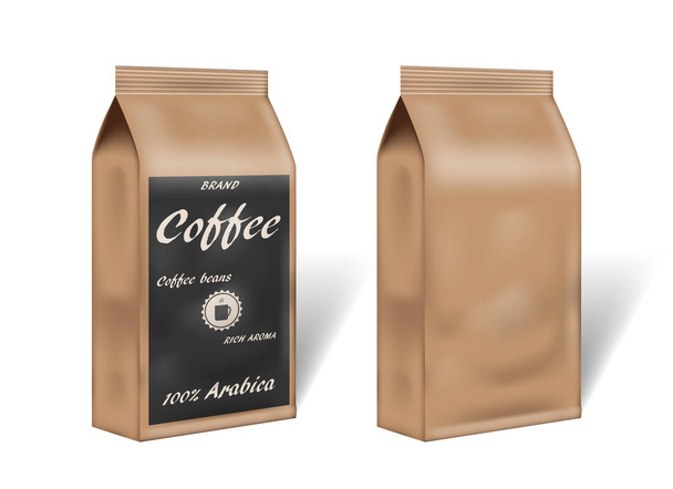 papel arábica café pacote design mock up. embalagem modelo de café vazio em estilo vintage. ilustração vetorial 3d
 - Vetor, Imagem