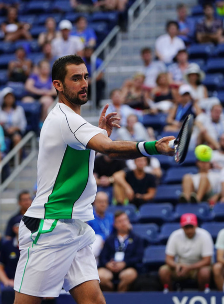 NEW YORK - SEPTEMBER 3, 2018: Grand Slam Champion Marin Cilic of Croatia in action during his 2018 US Open round of 16 match at Billie Jean King National Tennis Center  - Φωτογραφία, εικόνα