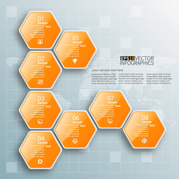 vector abstract 3d paper infographic elements.Hexagon infographics. - Vector, imagen