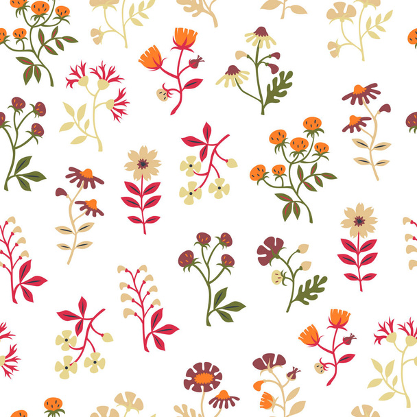 Seamless Floral Pattern. Hand Drawn Vector Illustration. - Vector, imagen