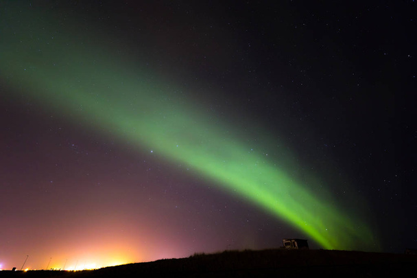 Revontulet Aurora borealis Keflavik Reykjavikin alueella Islanti
 - Valokuva, kuva