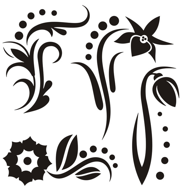 A set of 4 floral design elements. - Vektör, Görsel