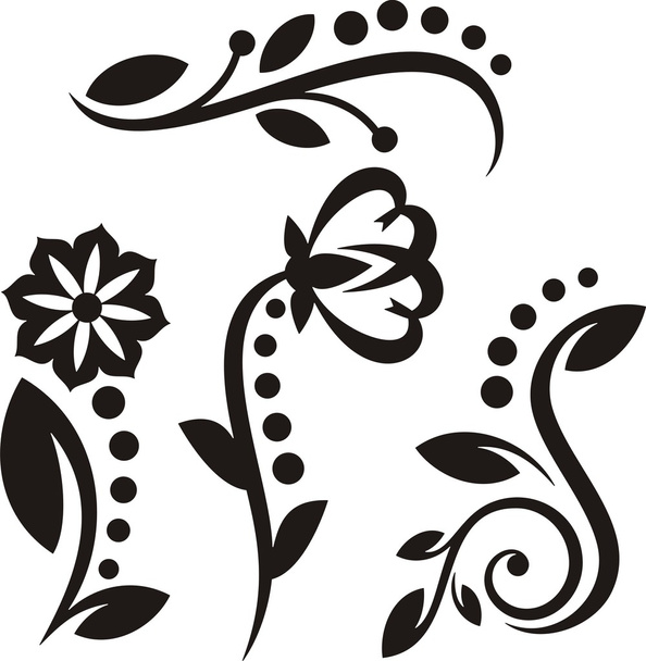 Un conjunto de 4 elementos de diseño floral
. - Vector, Imagen