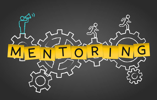 Mentoring, Coaching képzés tanácsot hajtómű koncepció háttér  - Vektor, kép
