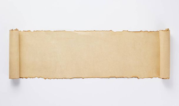 old retro aged paper parchment  on white background, top view - Fotó, kép