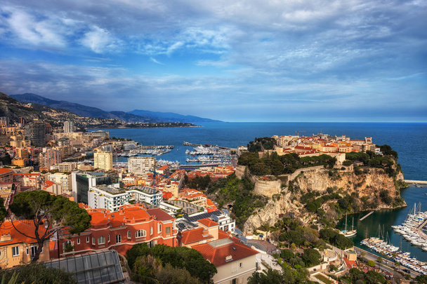 Principality of Monaco, picturesque sunset cityscape by the Mediterranean Sea in southern Europe - Valokuva, kuva