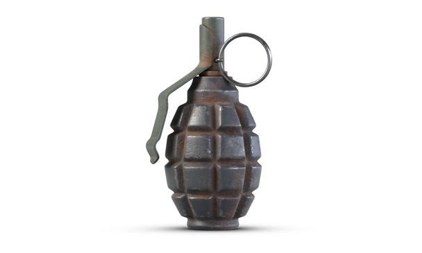 3D illustration of fragmentation grenade F1 isolated on white backfround. - Photo, Image