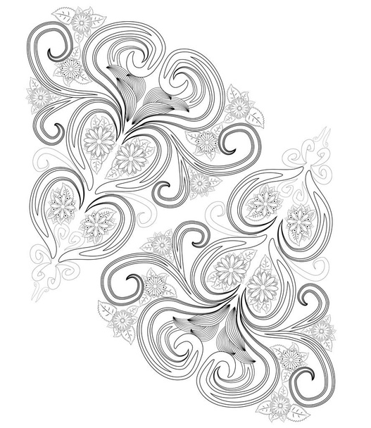 Henna tattoo doodle elements on white background. Mehendi flowers vector set. Abstract floral elements in Indian style. Ethnic ornament, coloring book. - Vecteur, image