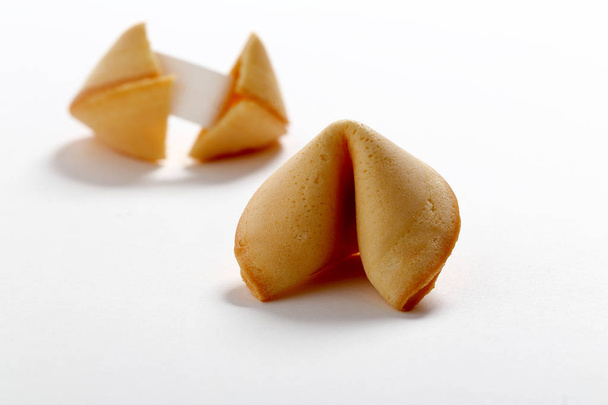 two chinese fortune cookies on white - Foto, imagen