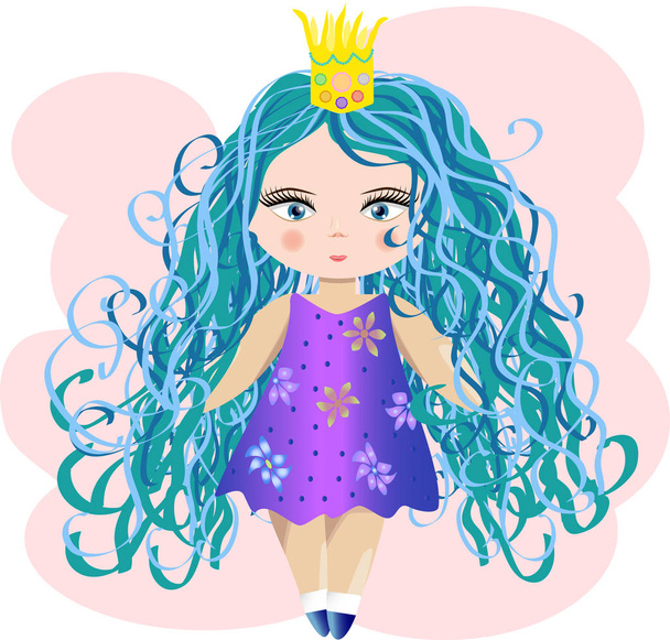 Cute little princess girl. Fashion illustration for kids - Вектор, зображення