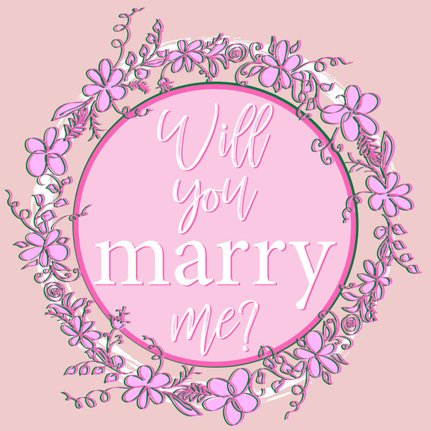 Рожевий фон з написом "Ти одружишся зі мною"
 - Вектор, зображення