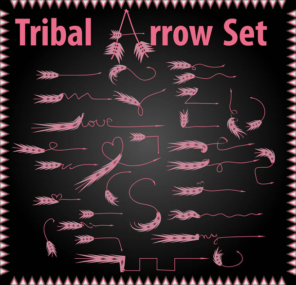 Segni di frecce tribali vettoriali. Grande fascio di schizzo dipinto a mano doodle frecce in vecchio stile
 - Vettoriali, immagini