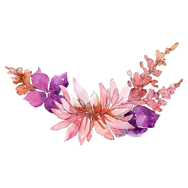 Pink flowers. Floral botanical flower. Isolated bouquet composition. Watercolor background illustration set. - 写真・画像