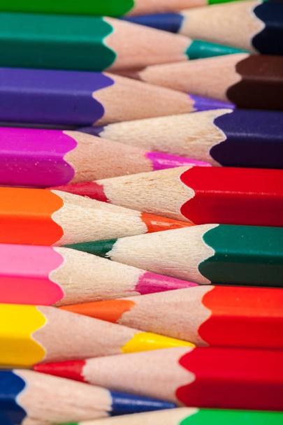 macro shot of color pencils, back to school Concept - Φωτογραφία, εικόνα