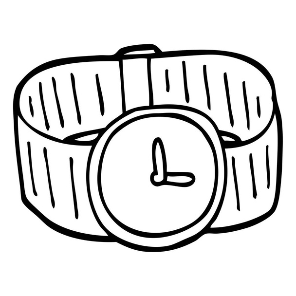 γραμμικό σχέδιο καρτούν χρυσό καρπό ρολόι - Διάνυσμα, εικόνα