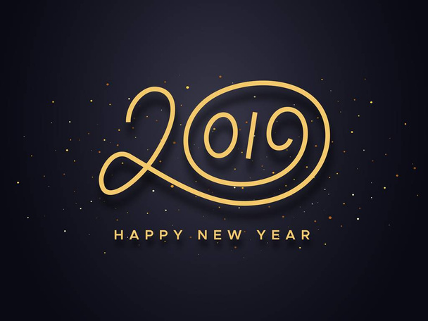 Feliz Ano Novo 2019 deseja tipografia
 - Vetor, Imagem