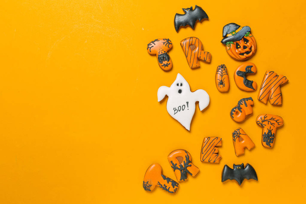 Halloween concept with cookies, festive food. - 写真・画像