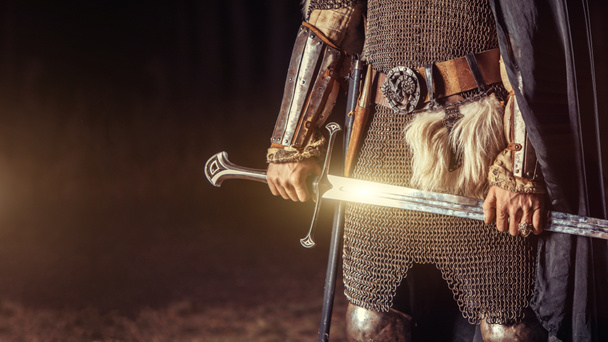 Knight with the two-handed sword. Medieval concept. - Photo, Image