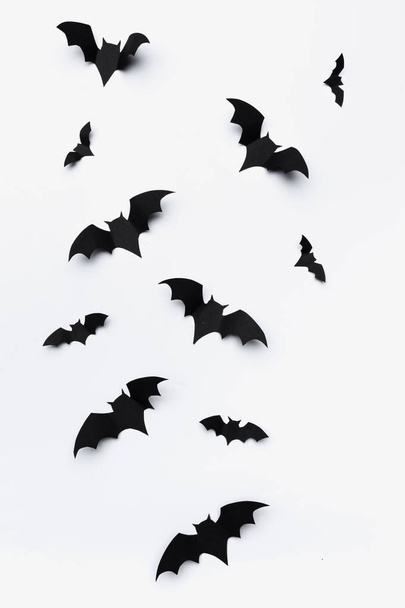 halloween and decoration concept - paper bats flying - Foto, imagen