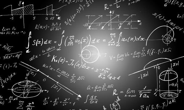 Математичні формули написані білим крейдою на дошці
 - Фото, зображення
