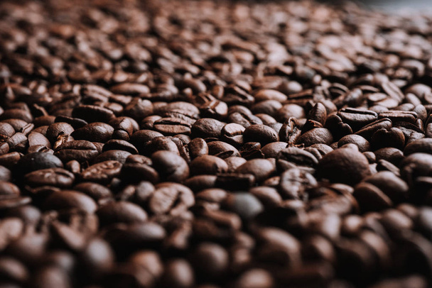 brown coffee beans, coffee wallpaper, full frame image - Fotó, kép