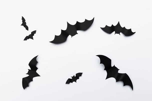 halloween and decoration concept - paper bats flying - Φωτογραφία, εικόνα
