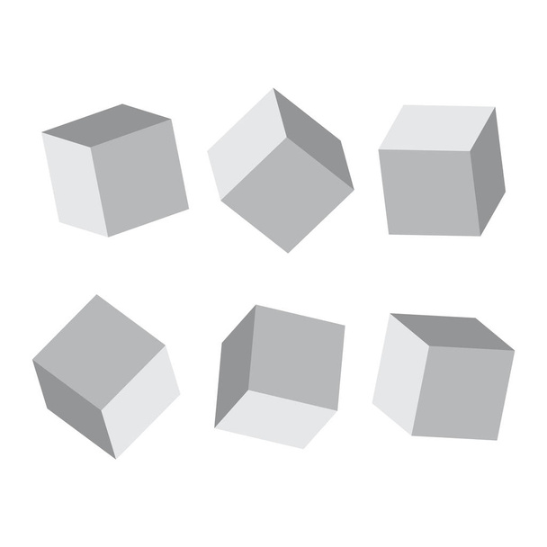 Cubo modelos 3D. Cubos realistas 3d con sombras - Vector, Imagen