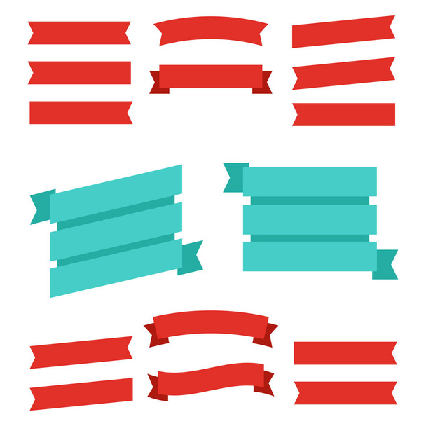 Glossy waving ribbon banners labels. Banner ribbon vector set - Vector, Image