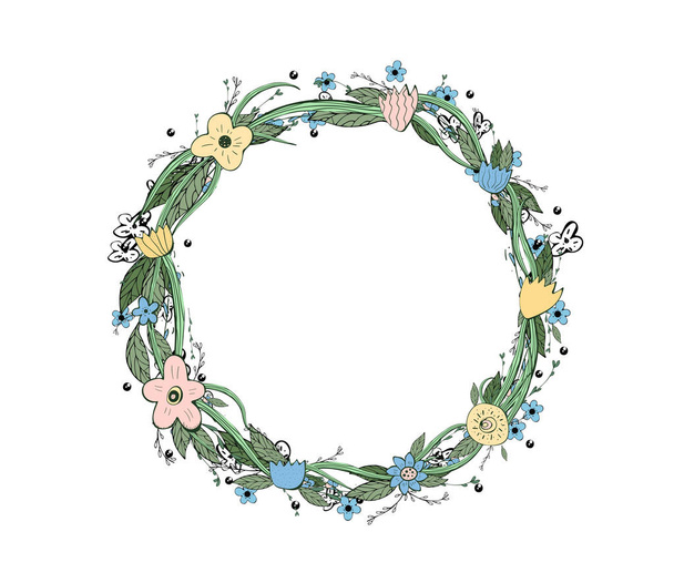 Flowers vector composition in doodle style.  - ベクター画像
