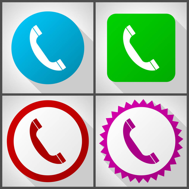 Vector icons with 4 options. Phone flat design icon set easy to edit in eps 10. - Foto, imagen
