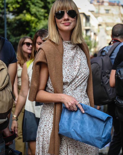 MILANO, Italia- 19 settembre 2018: Lisa Aiken in strada durante la Milano Fashion Week
. - Foto, immagini