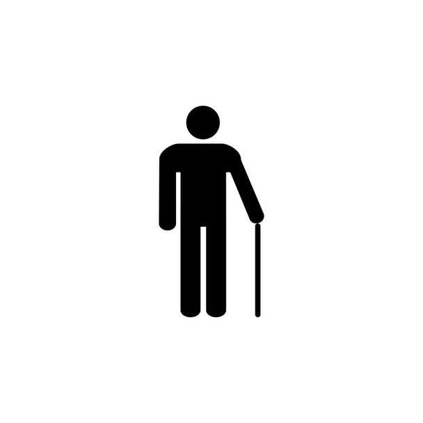 Silhouette da vecchio in piedi con bastone da passeggio, cartello del bagno. Nero su sfondo bianco. Design piatto. Vettore
 - Vettoriali, immagini