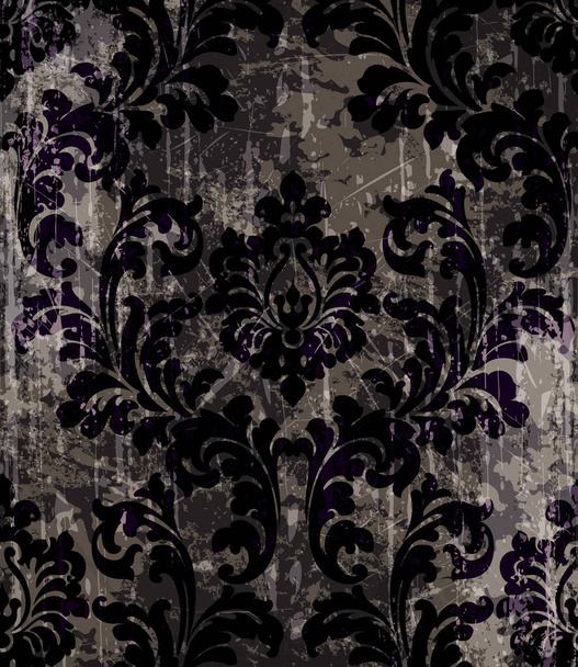 Vintage baroque ornamented background Vector. Royal luxury texture. Elegant decor design with old grunge effects dark colors - Vektör, Görsel