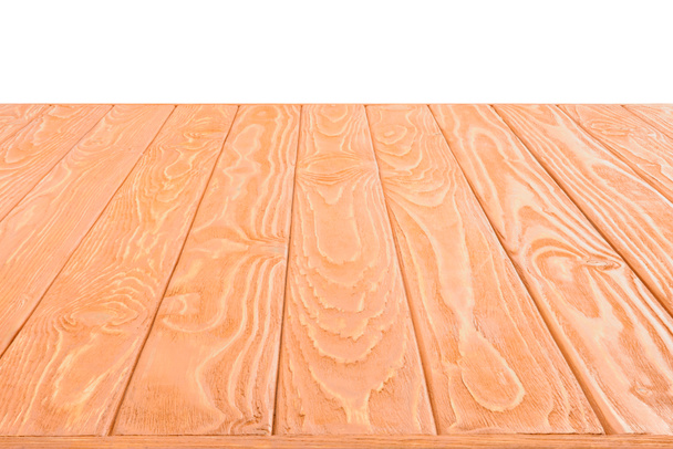  surface of orange wooden planks on white background - Fotoğraf, Görsel