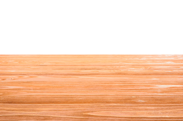 Vorlage aus orangefarbenem Holzboden auf weißem Hintergrund - Foto, Bild