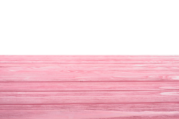template of pink wooden floor on white background - Foto, imagen
